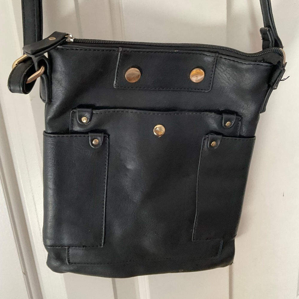 Black leather cross body